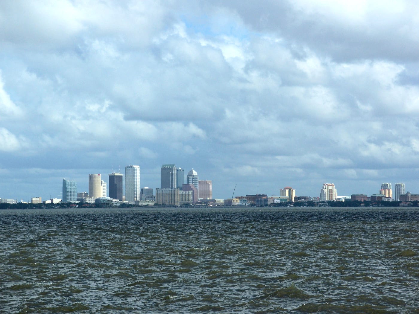 Tampa downtown skyline seen from Bayshore Boulevard